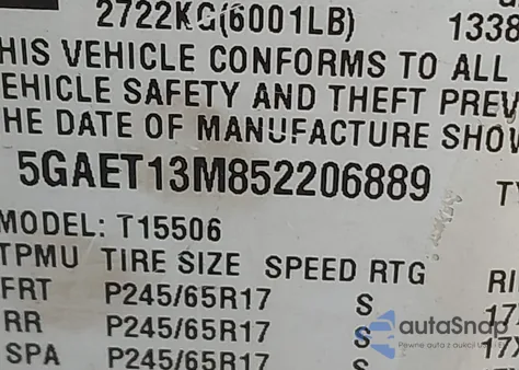 2005 Buick Rainier Cxl z USA, uszkodzony, nr VIN 5GAET13M852206889